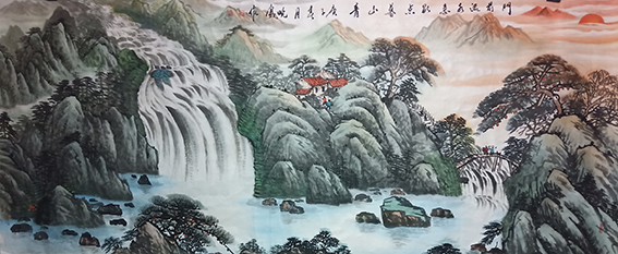 孙晓凤作品9《门前流水急  数点暮山青》